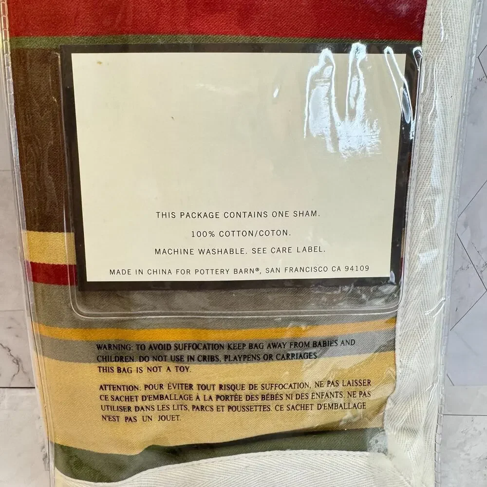 NIP Pottery Barn Pillow Sham Duncan Stripe Standard Rust Red Green Southwest (1)
